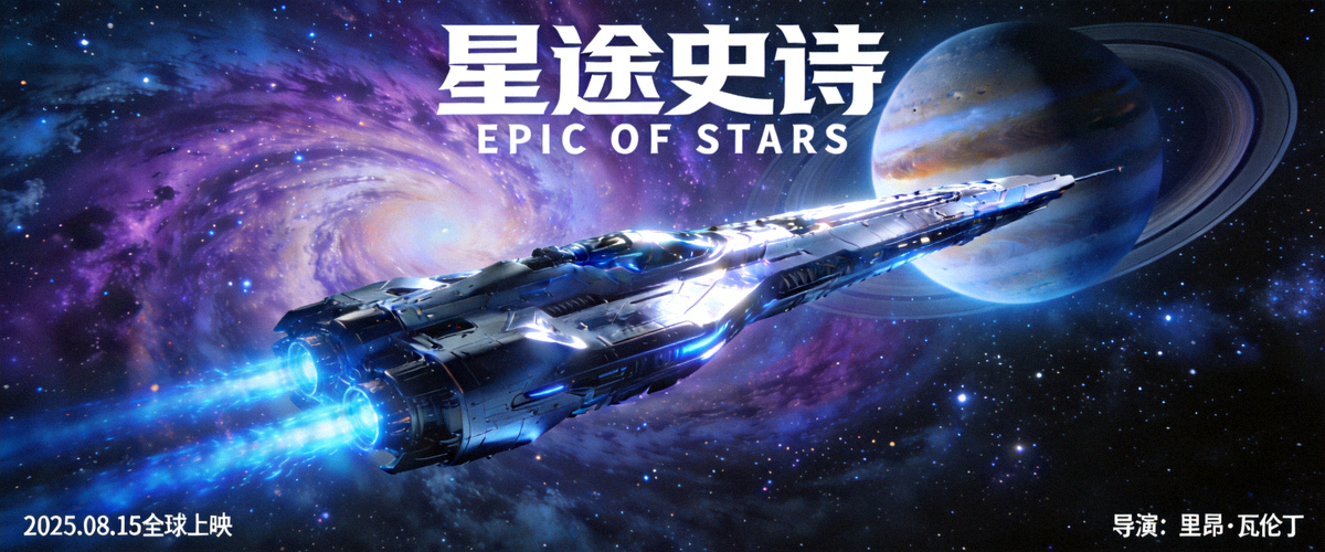 科幻史诗电影封面 - 浩瀚星空与未来飞船