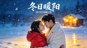 浪漫韩剧《冬日暖阳》海报 - 雪地中相拥的男女主角